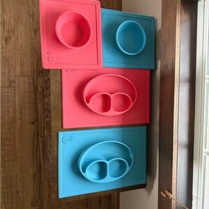 Red and Blue Silicone Baby Placemats